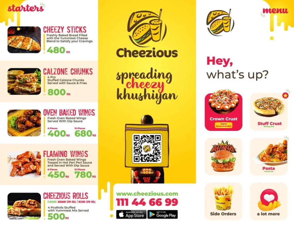 Cheezious Menu Lahore